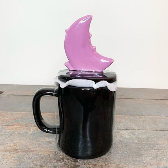 New In Box Rae Dunn Halloween Tonight We Fly Witch Coffee Mug With Topper - Picture 2 of 6
